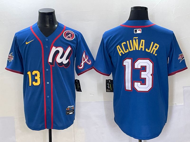 Men 2025 Atlanta Braves #13 Acuna jr Blue All star Nike MLB Jersey style 8->atlanta braves->MLB Jersey